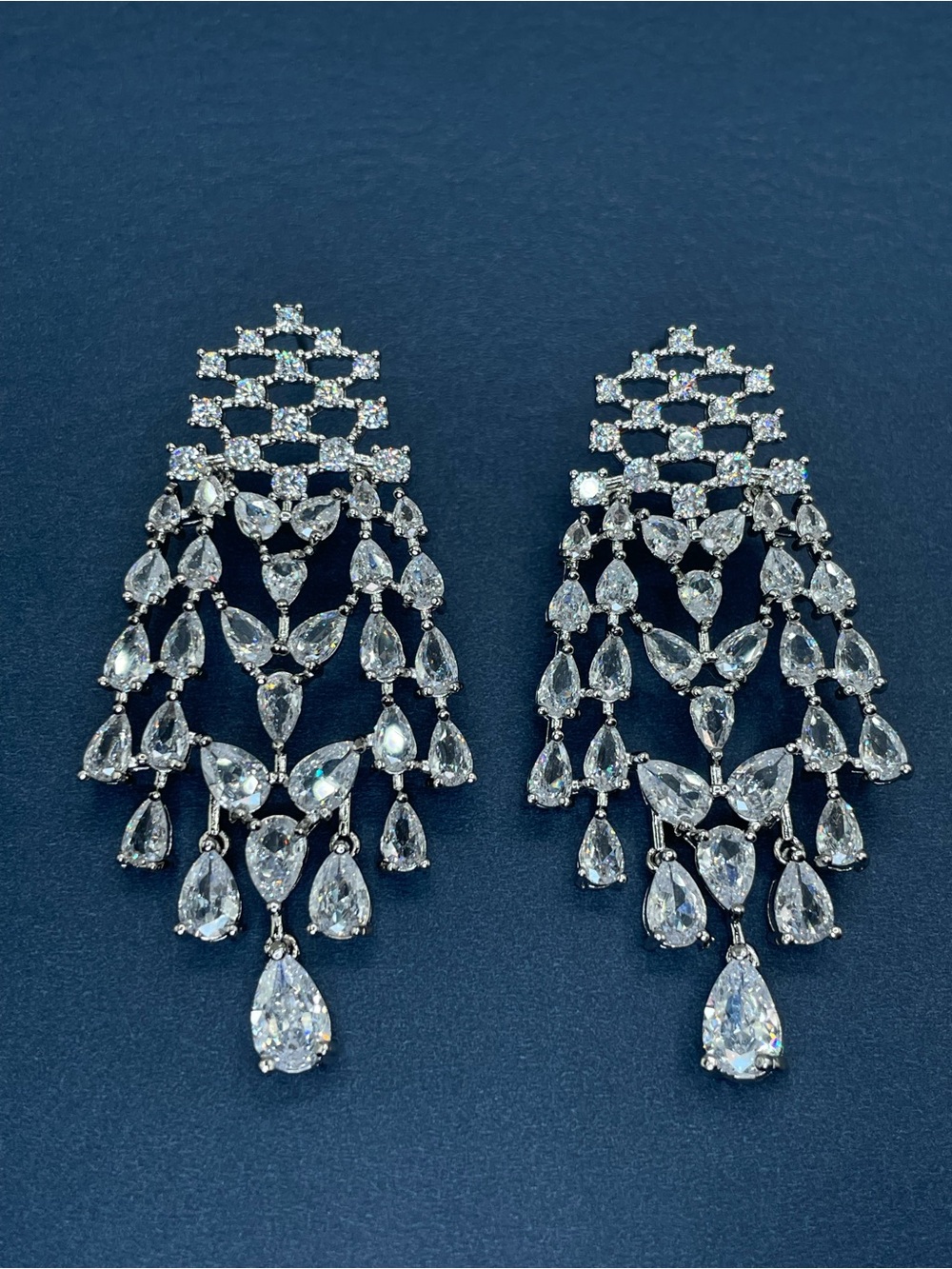 Swarovski Crystal Elements White Crystal Chandelier Statement Art Deco Earrings
